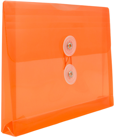 Orange 5 1/2 x 7 1/2 Index Booklet Plastic Envelopes with Button & String