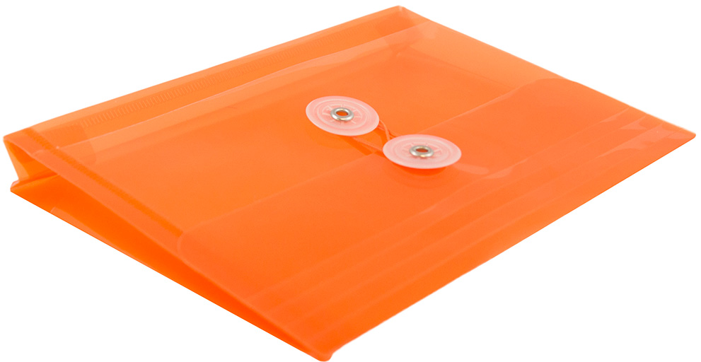 Orange 5 1/2 x 7 1/2 Index Booklet Plastic Envelopes with Button & String