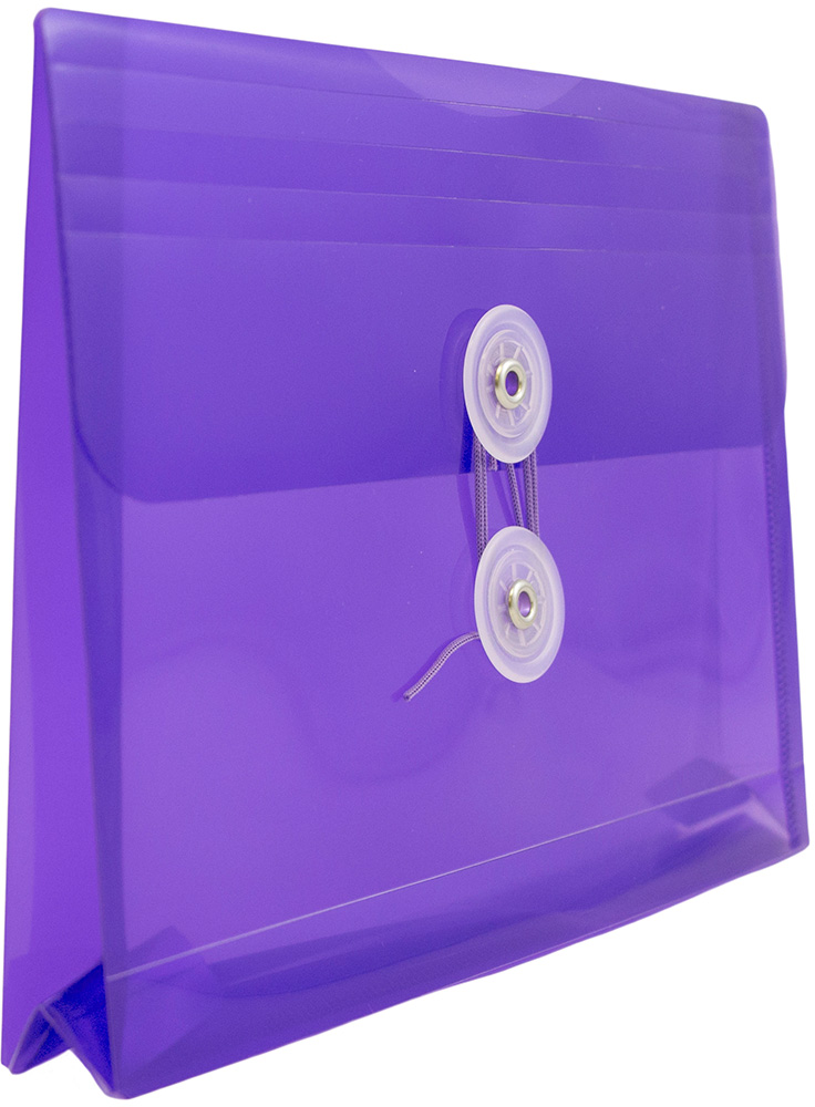 Purple 5 1/2 x 7 1/2 Index Booklet Plastic Envelopes with Button & String