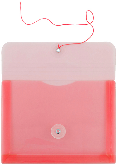 Red 5 1/2 x 7 1/2 Index Booklet Plastic Envelopes with Button & String