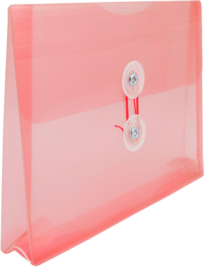 Red 5 1/2 x 7 1/2 Index Booklet Plastic Envelopes with Button & String