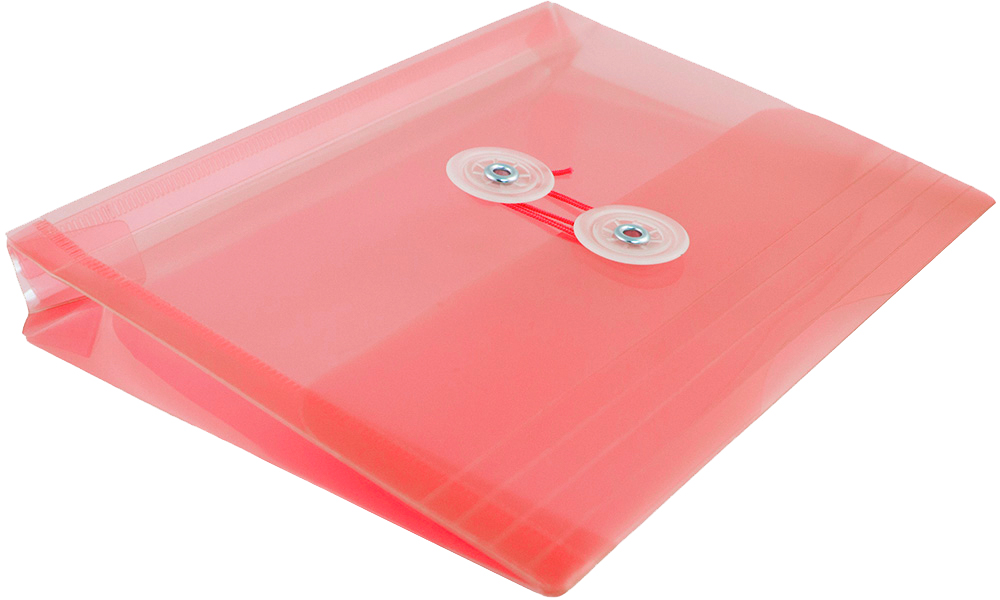 Red 5 1/2 x 7 1/2 Index Booklet Plastic Envelopes with Button & String