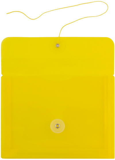 Yellow 5 1/2 x 7 1/2 Index Booklet Plastic Envelopes with Button & String