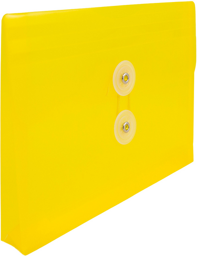 Yellow 5 1/2 x 7 1/2 Index Booklet Plastic Envelopes with Button & String