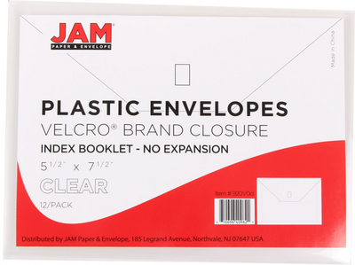 Clear 5 1/2 x 7 1/2 Index Booklet Plastic Envelopes with Hook and Loop Closure