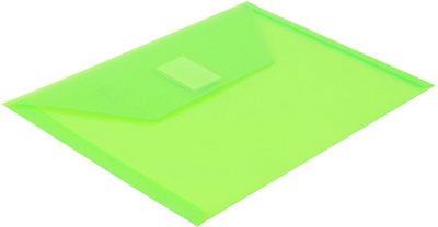 Lime Green 5 1/2 x 7 1/2 Index Booklet Plastic Envelopes with Hook and Loop Closure