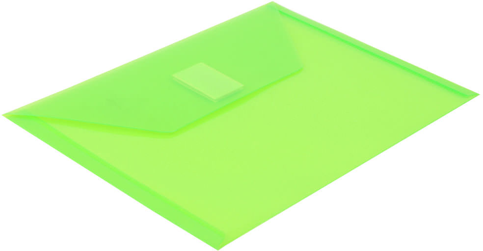 Lime Green 5 1/2 x 7 1/2 Index Booklet Plastic Envelopes with Hook and Loop Closure