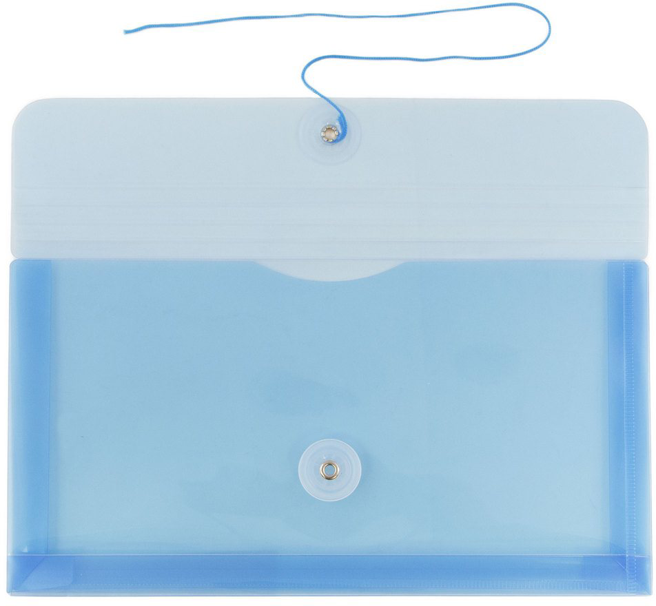Blue #10 Business Plastic Envelopes (5 1/4 x 10) with Button & String