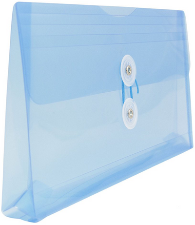Blue #10 Business Plastic Envelopes (5 1/4 x 10) with Button & String