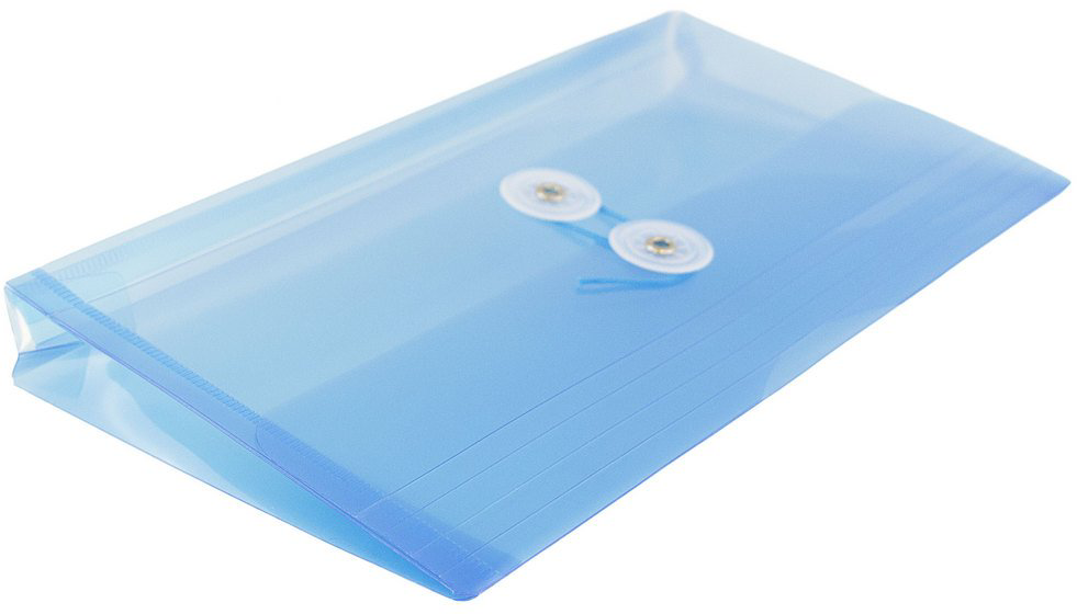 Blue #10 Business Plastic Envelopes (5 1/4 x 10) with Button & String