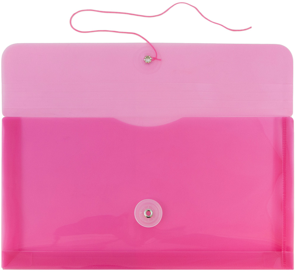 Fuchsia Pink #10 Business Plastic Envelopes (5 1/4 x 10) with Button & String