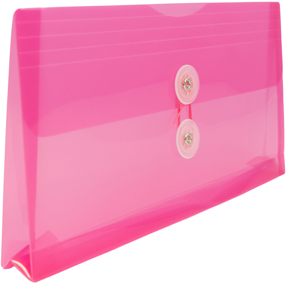 Fuchsia Pink #10 Business Plastic Envelopes (5 1/4 x 10) with Button & String