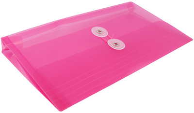 Fuchsia Pink #10 Business Plastic Envelopes (5 1/4 x 10) with Button & String