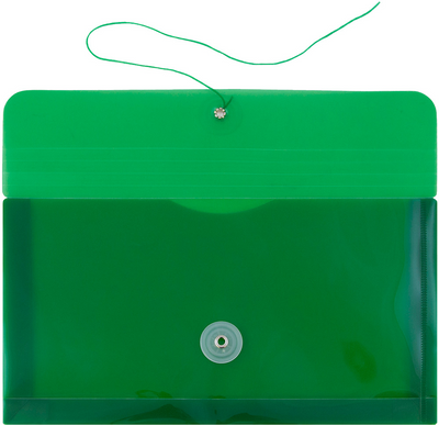 Green #10 Business Plastic Envelopes (5 1/4 x 10) with Button & String