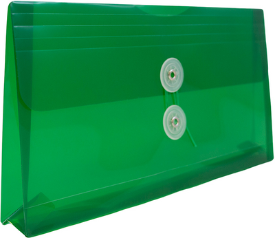 Green #10 Business Plastic Envelopes (5 1/4 x 10) with Button & String