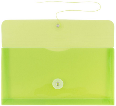 Lime Green #10 Business Plastic Envelopes (5 1/4 x 10) with Button & String
