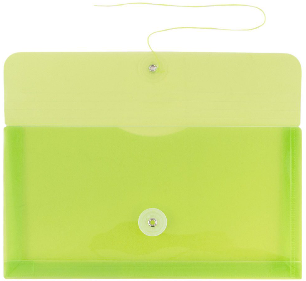 Lime Green #10 Business Plastic Envelopes (5 1/4 x 10) with Button & String