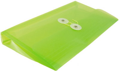 Lime Green #10 Business Plastic Envelopes (5 1/4 x 10) with Button & String