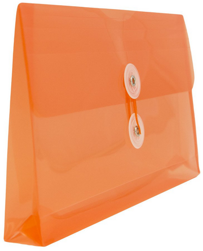 Orange #10 Business Plastic Envelopes (5 1/4 x 10) with Button & String