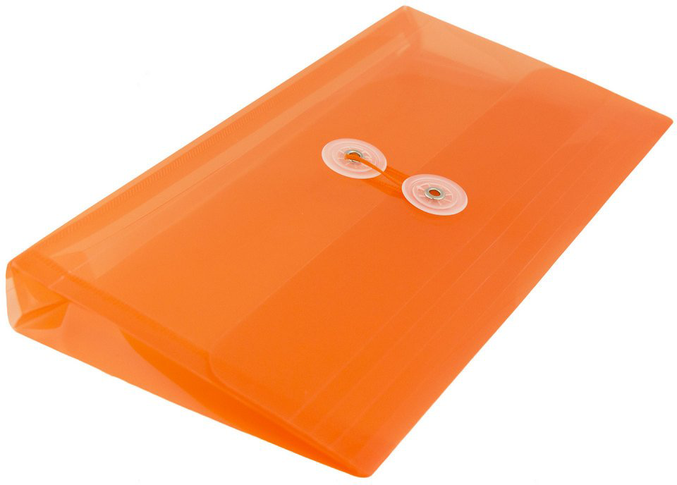 Orange #10 Business Plastic Envelopes (5 1/4 x 10) with Button & String