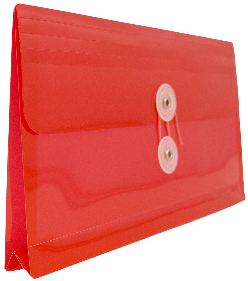 Red #10 Business Plastic Envelopes (5 1/4 x 10) with Button & String