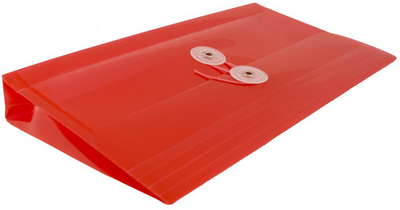 Red #10 Business Plastic Envelopes (5 1/4 x 10) with Button & String