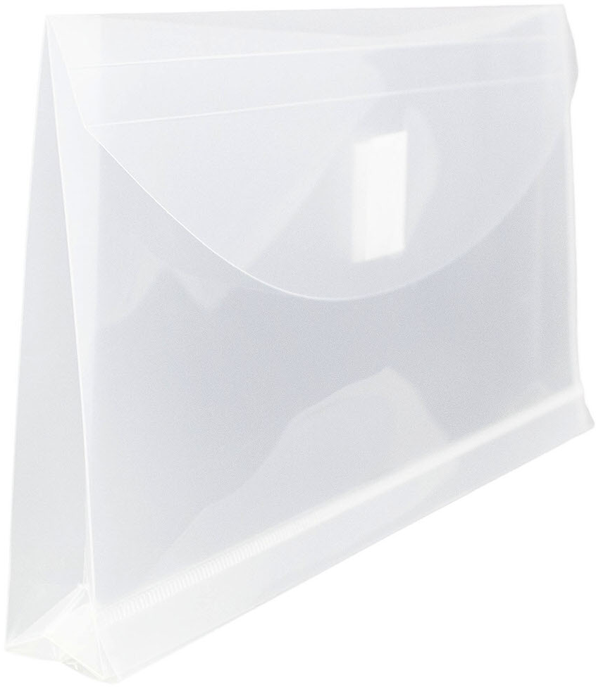 Clear #10 Business with 1" Expansion Plastic Envelopes (5 1/4 x 10) with Hook and Loop Closure