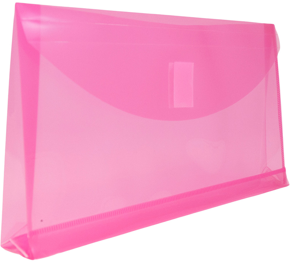 Fuchsia Pink #10 Business with 1" Expansion Plastic Envelopes (5 1/4 x 10) with Hook and Loop Closure