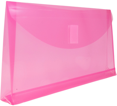 Fuchsia Pink #10 Business with 1" Expansion Plastic Envelopes (5 1/4 x 10) with Hook and Loop Closure