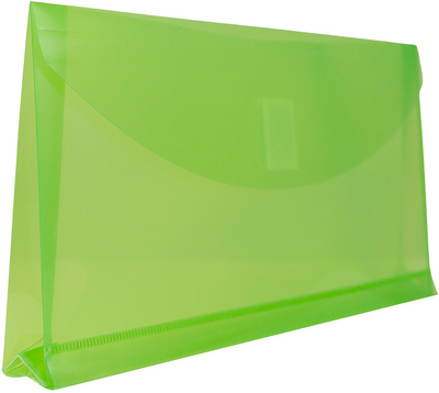 Lime Green #10 Business with 1" Expansion Plastic Envelopes (5 1/4 x 10) with Hook and Loop Closure