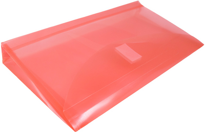 Red #10 Business with 1" Expansion Plastic Envelopes (5 1/4 x 10) with Hook and Loop Closure