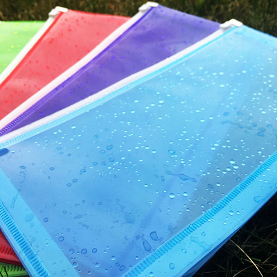 Assorted Business Plastic Envelopes (5 1/4 x 10) with Zip Closure - 6 Pack