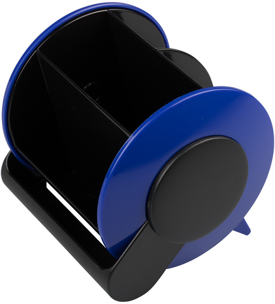Blue Round Desk Organizer and Supplies Set (Organizer, Pens, Scissor, Highlighter, Box Cutter, Ruler, Eraser, Stapler, Staples, and Paper Clips)