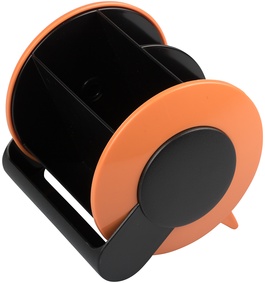 Orange Round Desk Organizer and Supplies Set (Organizer, Pens, Scissor, Highlighter, Box Cutter, Ruler, Eraser, Stapler, Staples, and Paper Clips)