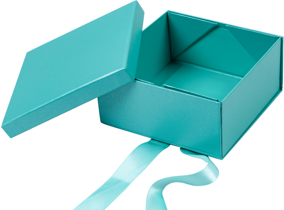 Tiffany Collapsible Gift Boxes with Lid and Satin Ribbon (5 x 5 x 2.4)