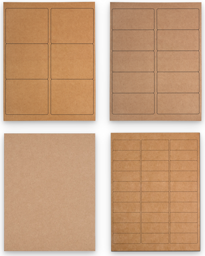 Brown Kraft Assorted Size Labels Combo Set - 4 Packs (370 Total)