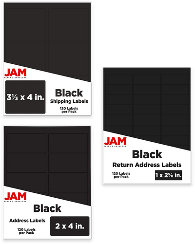 Black Assorted Size Labels Combo Set - 3 Packs (360 Total)