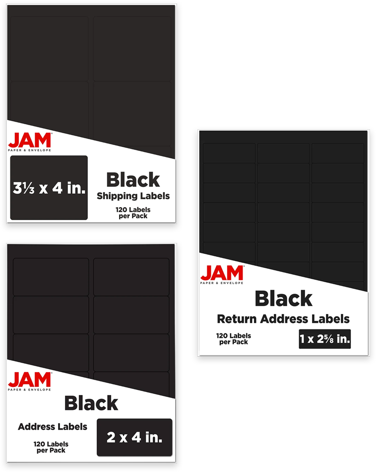 Black Assorted Size Labels Combo Set - 3 Packs (360 Total)