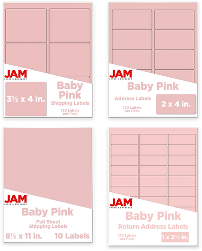 Baby Pink Assorted Size Labels Combo Set - 4 Packs (370 Total)