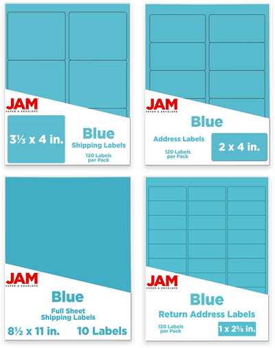 Blue Assorted Size Labels Combo Set - 4 Packs (370 Total)