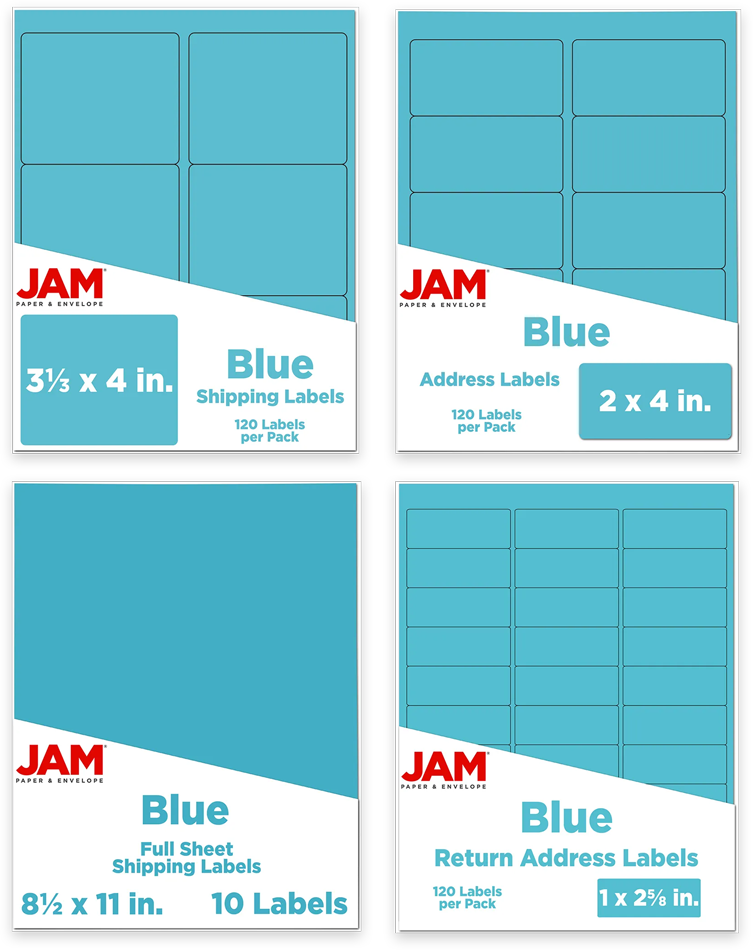 Blue Assorted Size Labels Combo Set - 4 Packs (370 Total)