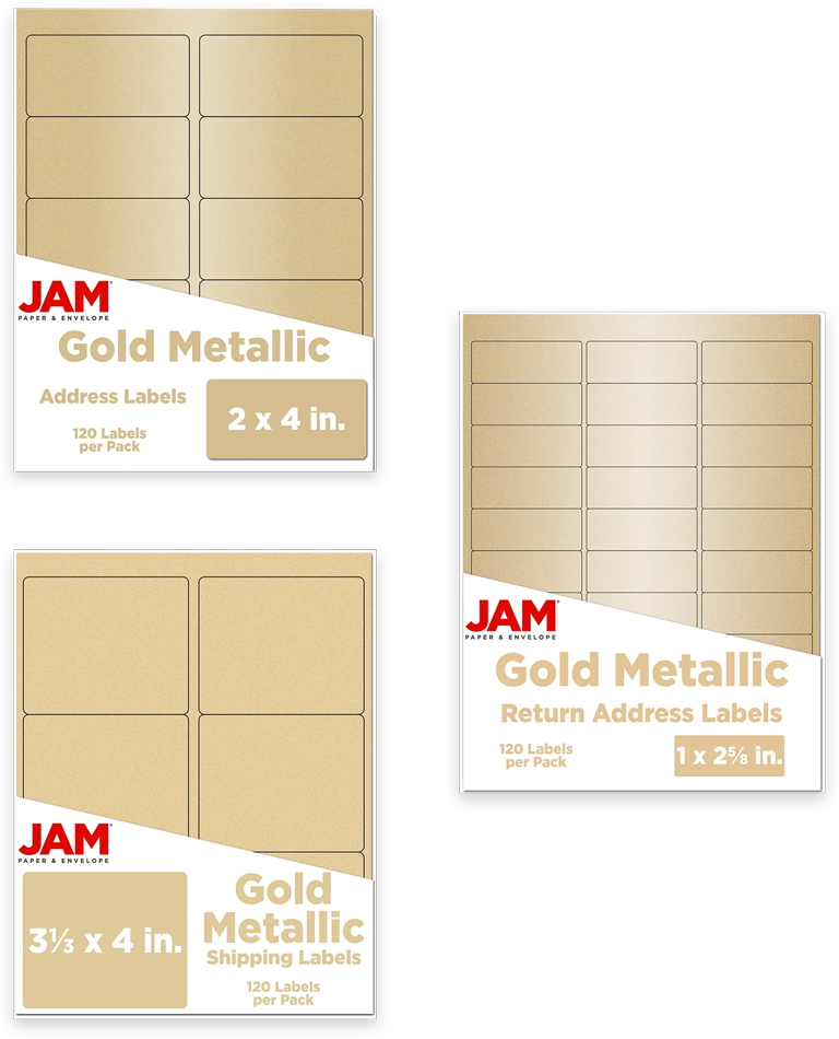 Gold Metallic Assorted Size Labels Combo Set - 3 Packs (360 Total)