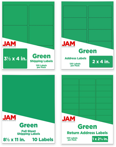 Green Assorted Size Labels Combo Set - 4 Packs (370 Total)