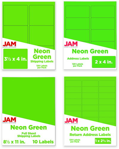 Neon Green Assorted Size Labels Combo Set - 4 Packs (370 Total)
