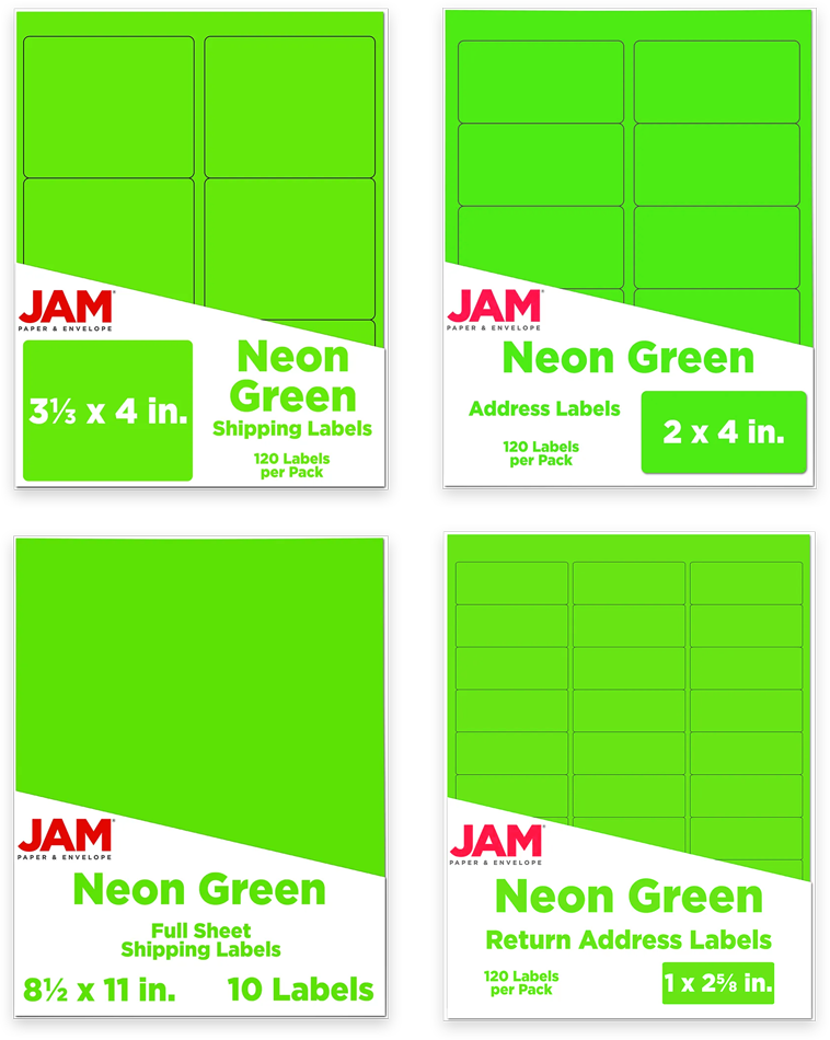 Neon Green Assorted Size Labels Combo Set - 4 Packs (370 Total)