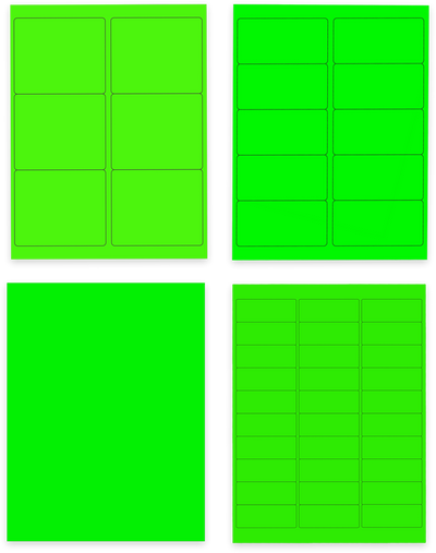 Neon Green Assorted Size Labels Combo Set - 4 Packs (370 Total)