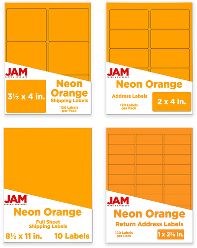 Neon Orange Assorted Size Labels Combo Set - 4 Packs (370 Total)