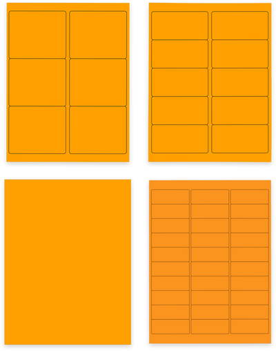 Neon Orange Assorted Size Labels Combo Set - 4 Packs (370 Total)