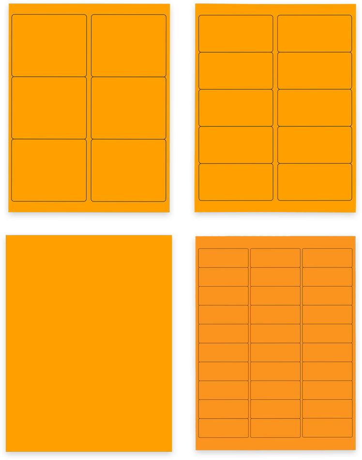 Neon Orange Assorted Size Labels Combo Set - 4 Packs (370 Total)