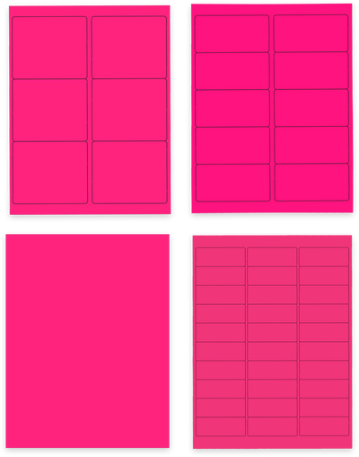 Neon Pink Assorted Size Labels Combo Set - 4 Packs (370 Total)